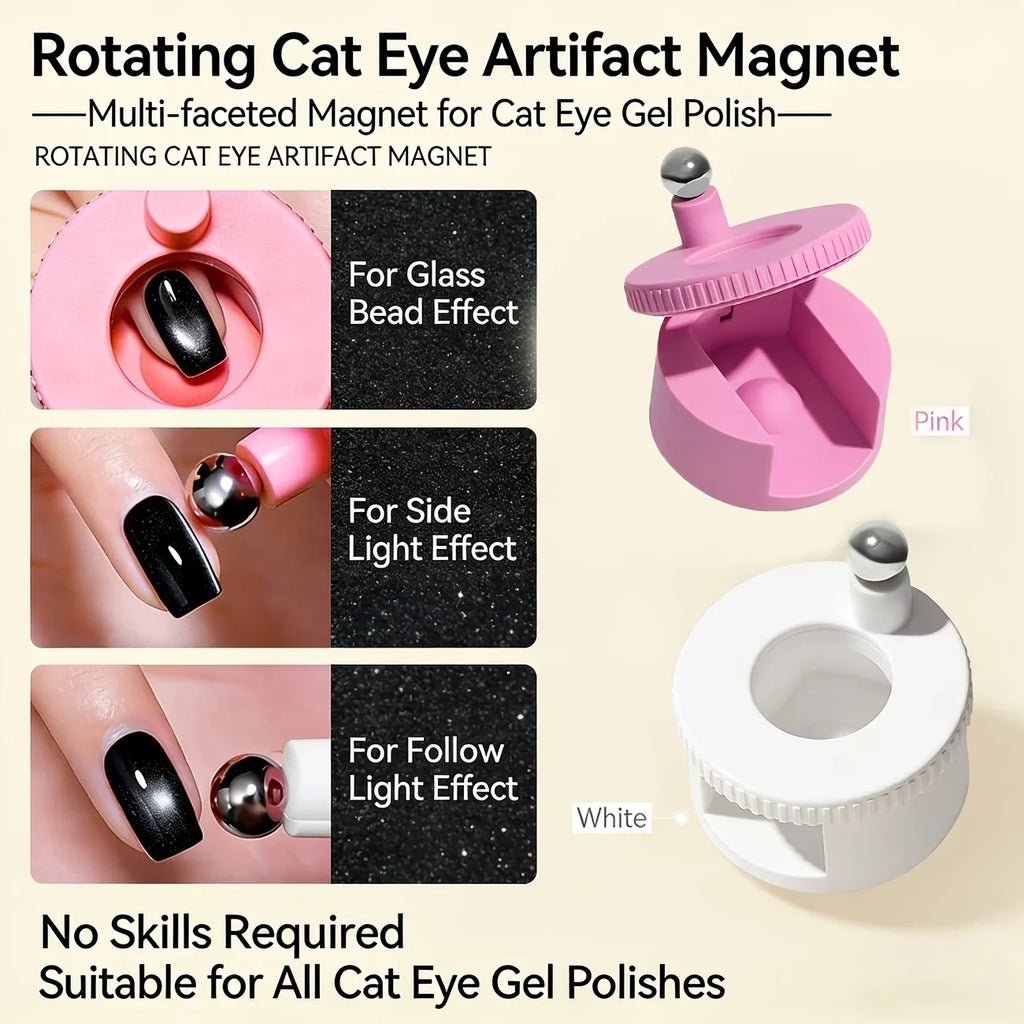 Rotating Cat Eye Nail Magnet – Multi-Faceted Magnetic Sphere Nail Art Magnet Qme