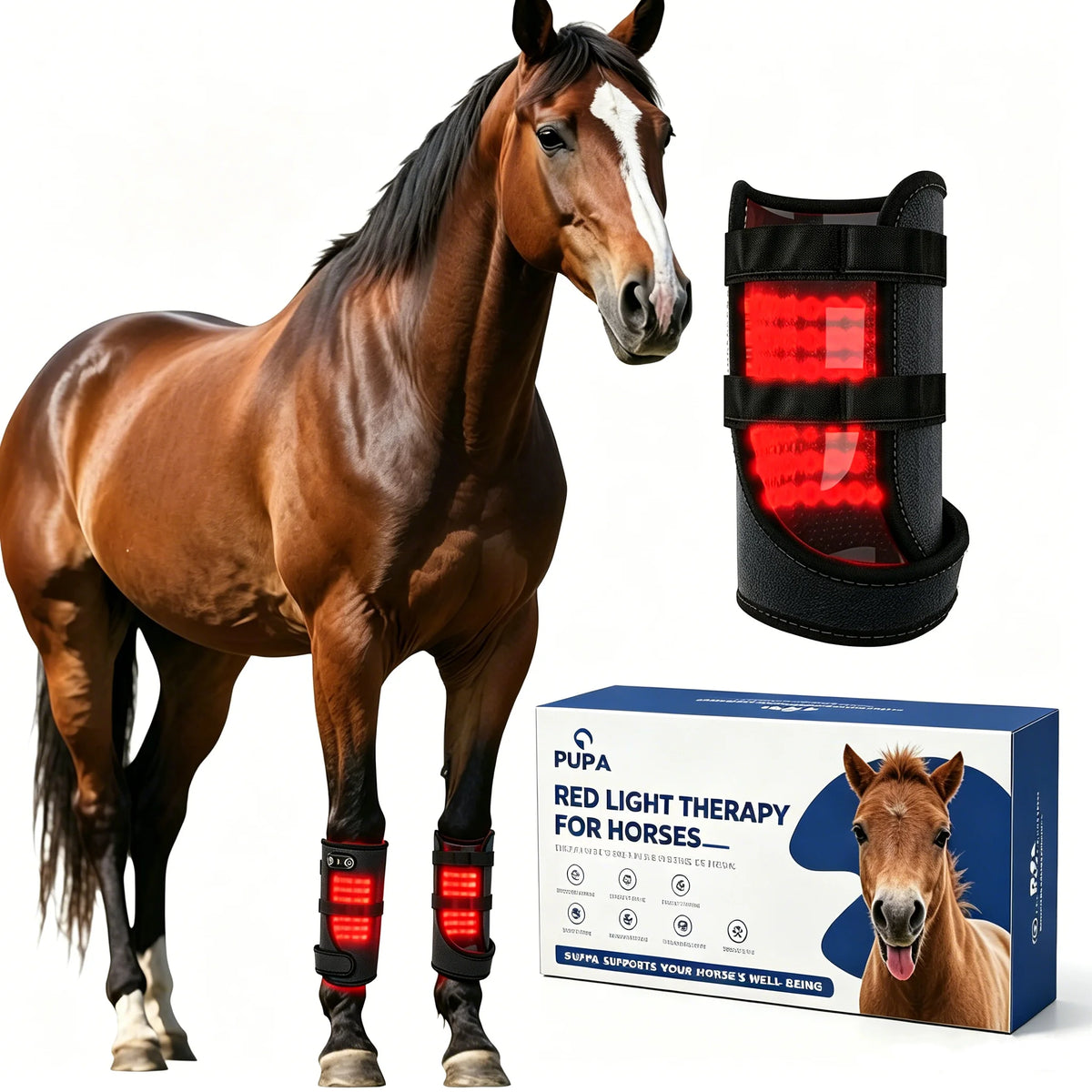 Cordless Red Light Therapy Horse Leg Wrap – 105 LEDs & Timer Equine Therapy Wrap Qst