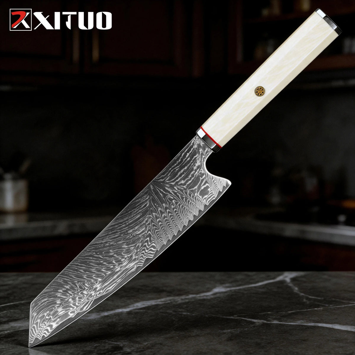 XITUO Damascus Steel Kiritsuke Knife Set – Ivory Handle Kitchen Knife Set Qst 8 Inch Kiritssuke