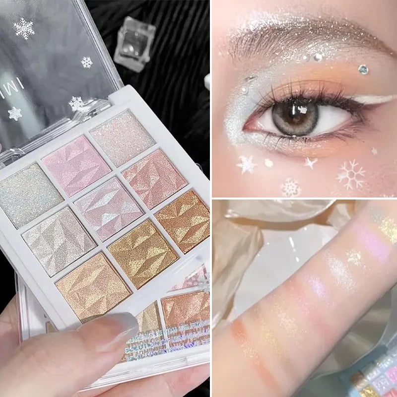 9-Color Shimmer Eyeshadow Palette with Fine Sequins | Qme Eyeshadow Palette Qme