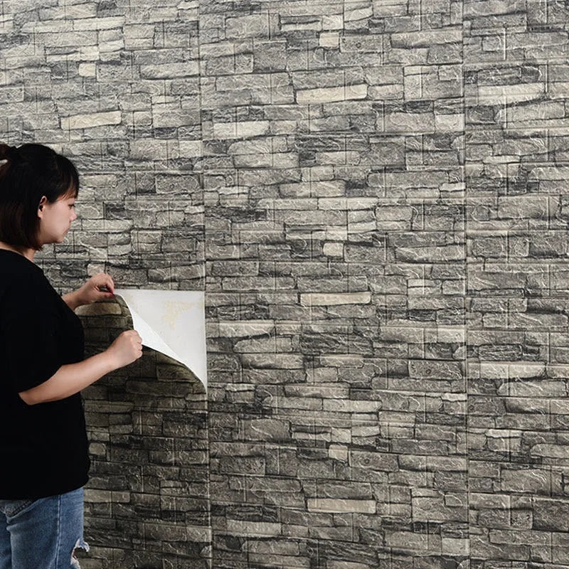3D Foam Brick Wall Panels Self-Adhesive Retro Wallpaper Tiles 3D Wall Panel Tiles Qme