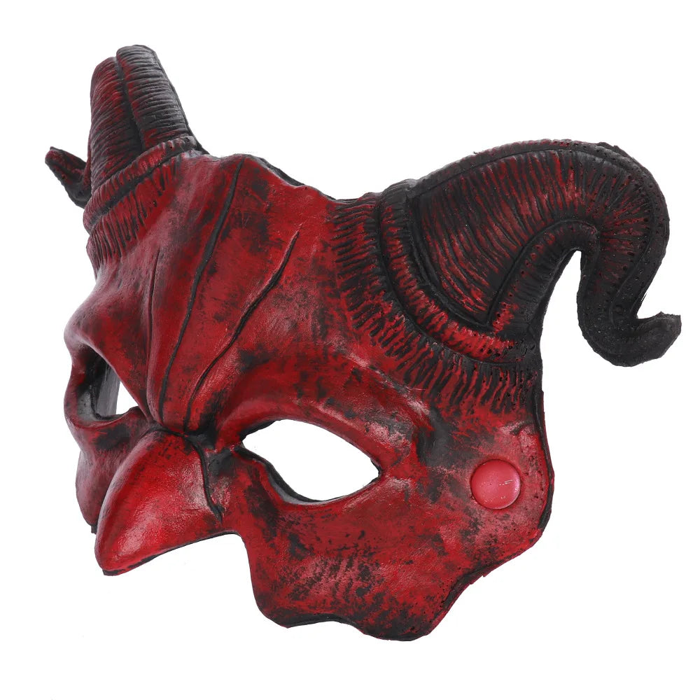 Halloween Half Face Demon Eye Mask | PU Horror Masque Costume Mask Qme