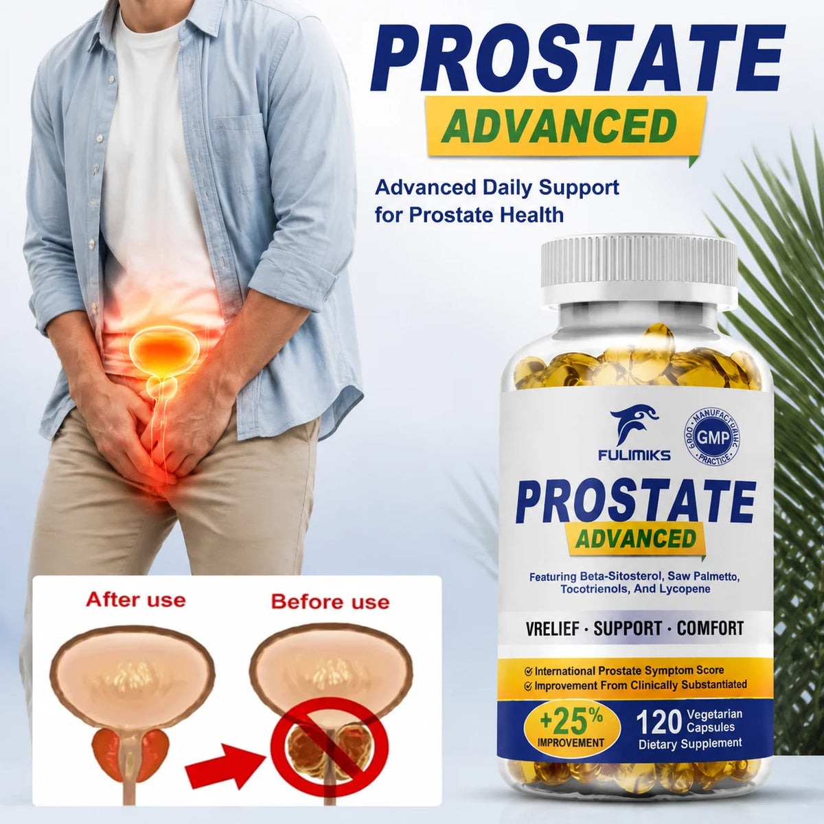 Prostate Support Capsules – Saw Palmetto & Beta-Sitosterol Prostate Supplement Qst