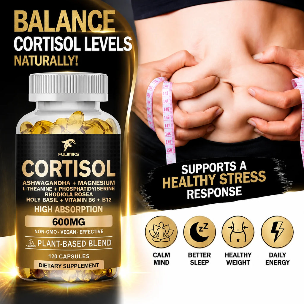 Cortisol Support Supplement – Ashwagandha, Rhodiola & L-Theanine Adaptogen Supplement Qst