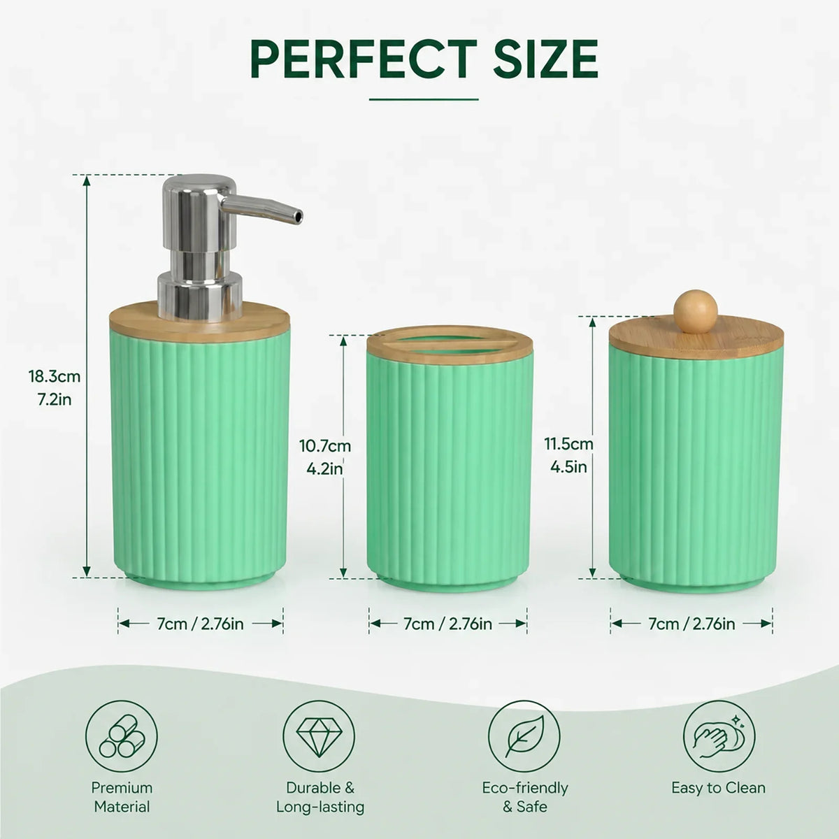 Modern Farmhouse Ribbed Bathroom Accessories Set – Mint Green Bathroom Accessories Set Qme