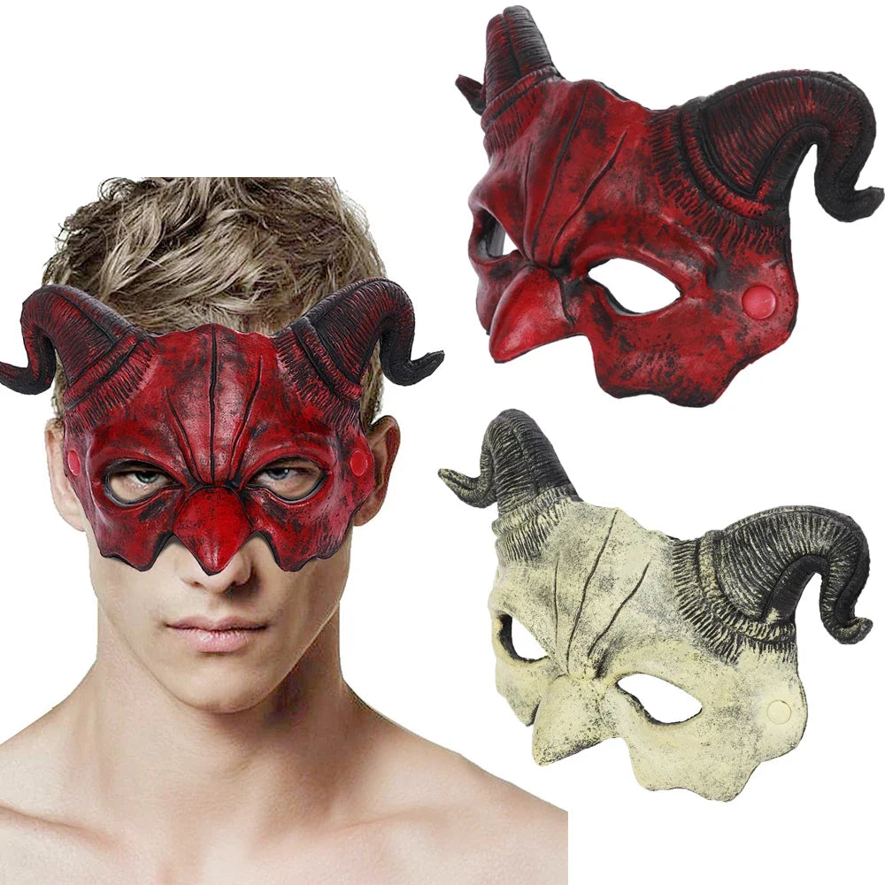 Halloween Half Face Demon Eye Mask | PU Horror Masque Costume Mask Qme