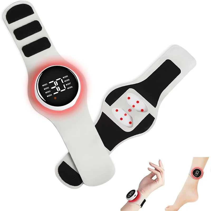 EMS TENS Wireless Wrist Massager – 8 Modes, Red Light Therapy Wrist Massager Qst 1 PCS USB Type-C