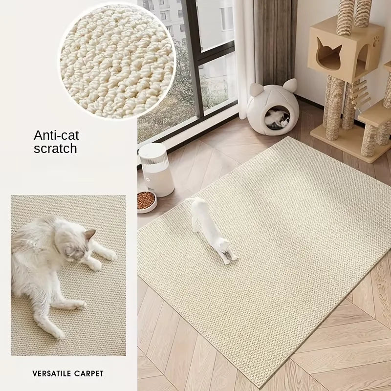 Sisal Cat Scratching Mat – Non-Slip, Cuttable Pineapple Design Cat Scratching Mat Qst off white 50cmX80cm