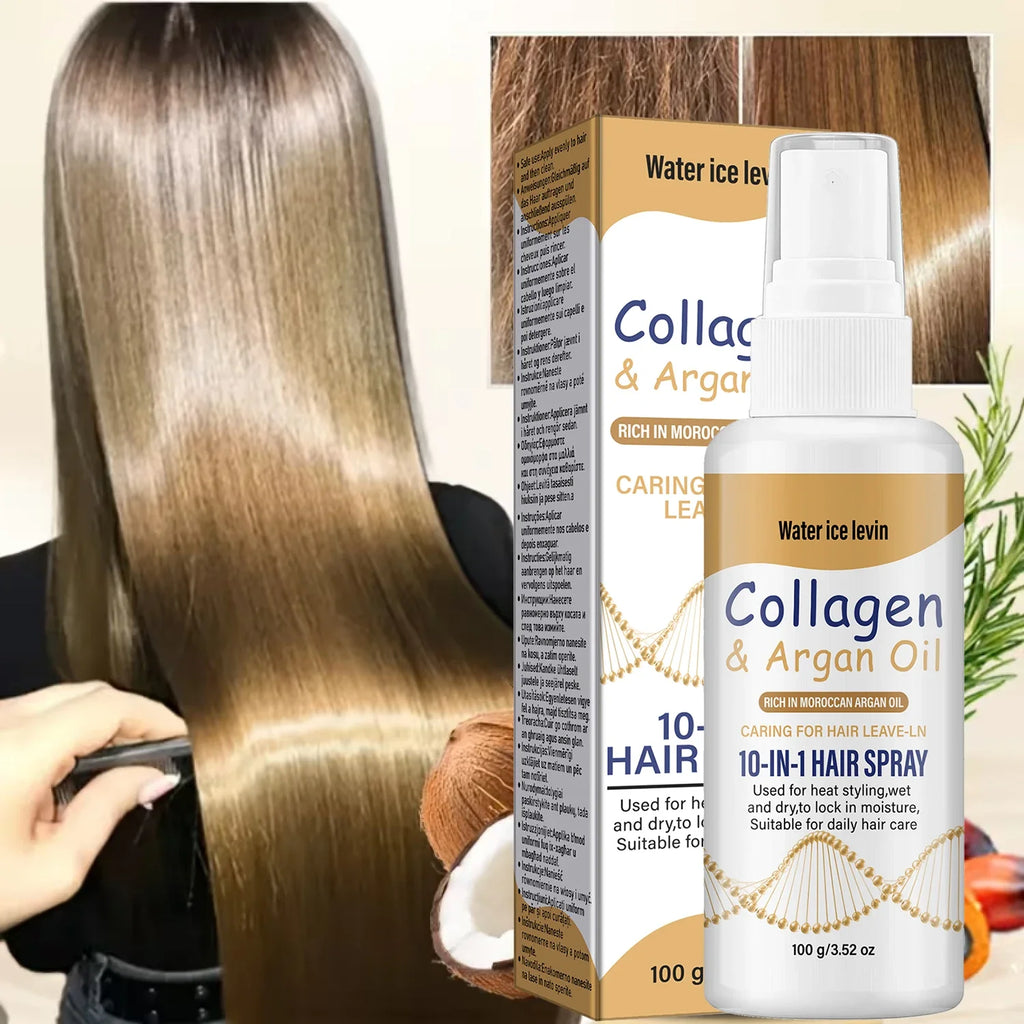 Collagen & Argan Oil Leave-In Hair Spray – Heat Protection Leave-In Hair Spray Qme