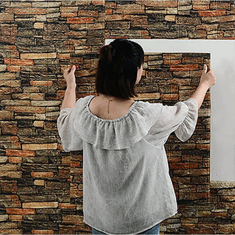 3D Foam Brick Wall Panels Self-Adhesive Retro Wallpaper Tiles 3D Wall Panel Tiles Qme