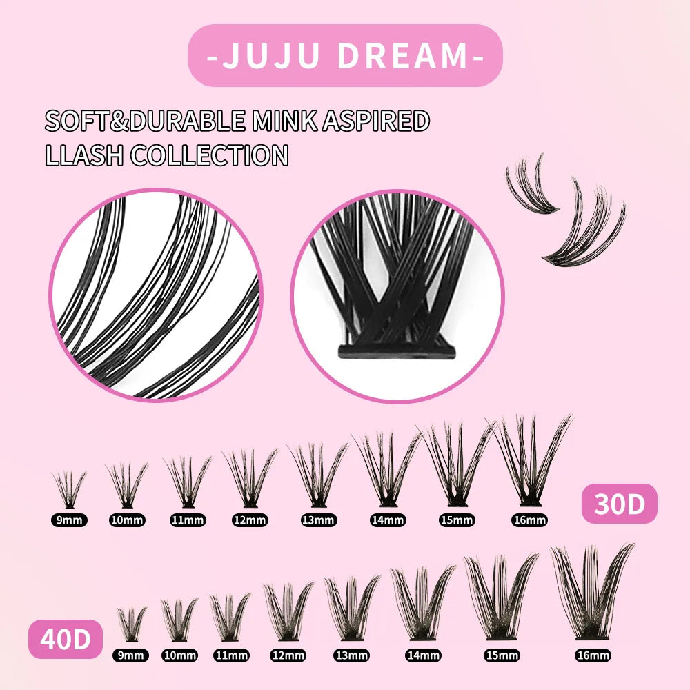 3D Cluster Lashes – Glue-Free Self-Adhesive Curling & Lengthening False Cluster Lashes Qme