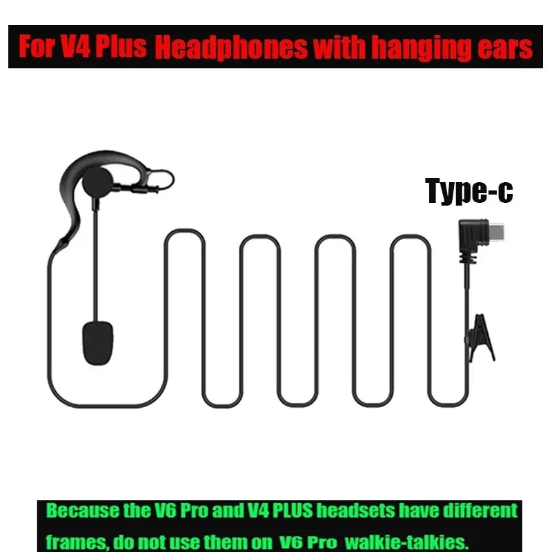 EJEAS V4C Plus Referee Earhook Headset Type-C Mic for Vnetphone Referee Intercom Headset Qst