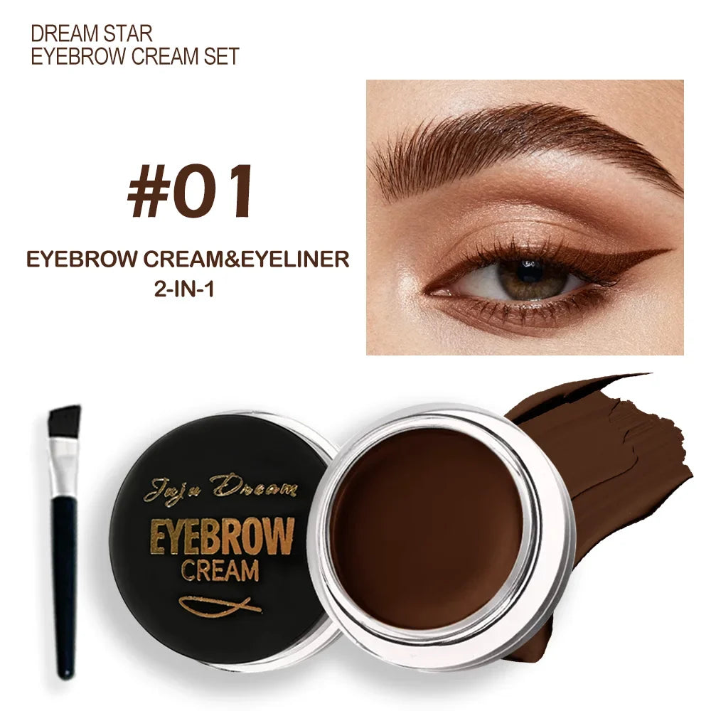 Waterproof Brow Pomade Gel with Brush – Natural Tint & Shaping Eyebrow Pomade Gel Qme 01Brown