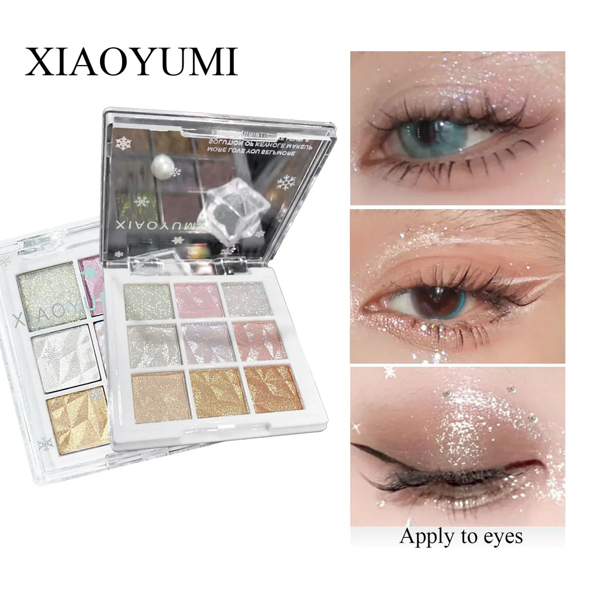 9-Color Snowflake Eyeshadow Palette – Shimmer & Glitter Eyeshadow Palette Qme