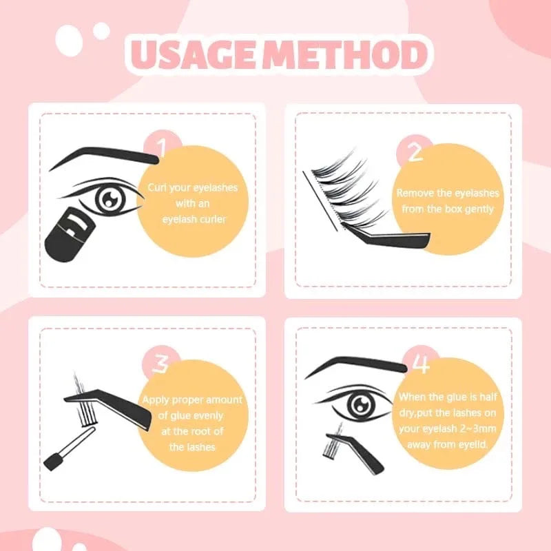 3D Wispy Self-Adhesive False Eyelashes – Easy Apply, Reusable False Eyelashes Qme