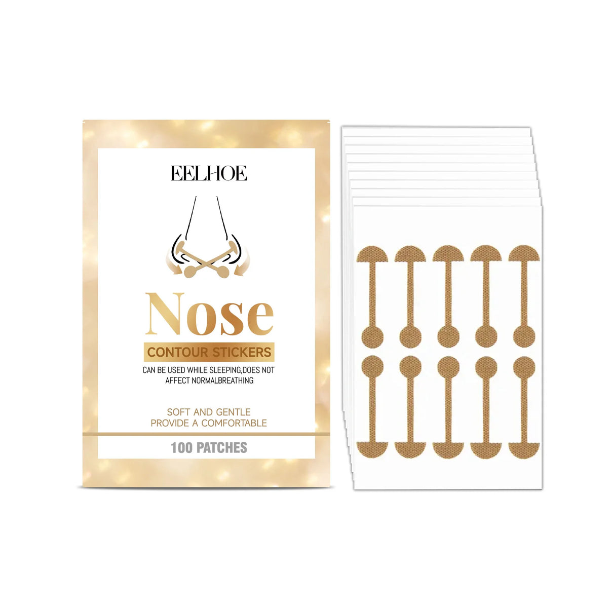EELHOE Nose Contouring Sculpting Patches – Self-Adhesive Strips Nose Sculpting Patch Qst 100pcs Boxed