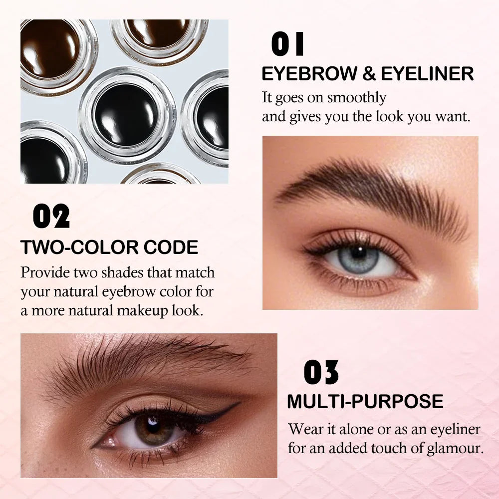 Waterproof Brow Pomade Gel with Brush – Natural Tint & Shaping Eyebrow Pomade Gel Qme