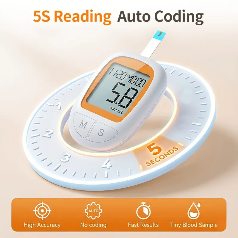 VGM04 Blood Glucose Monitor Kit with 50 Test Strips – 5s Results Blood Glucose Monitor Qst