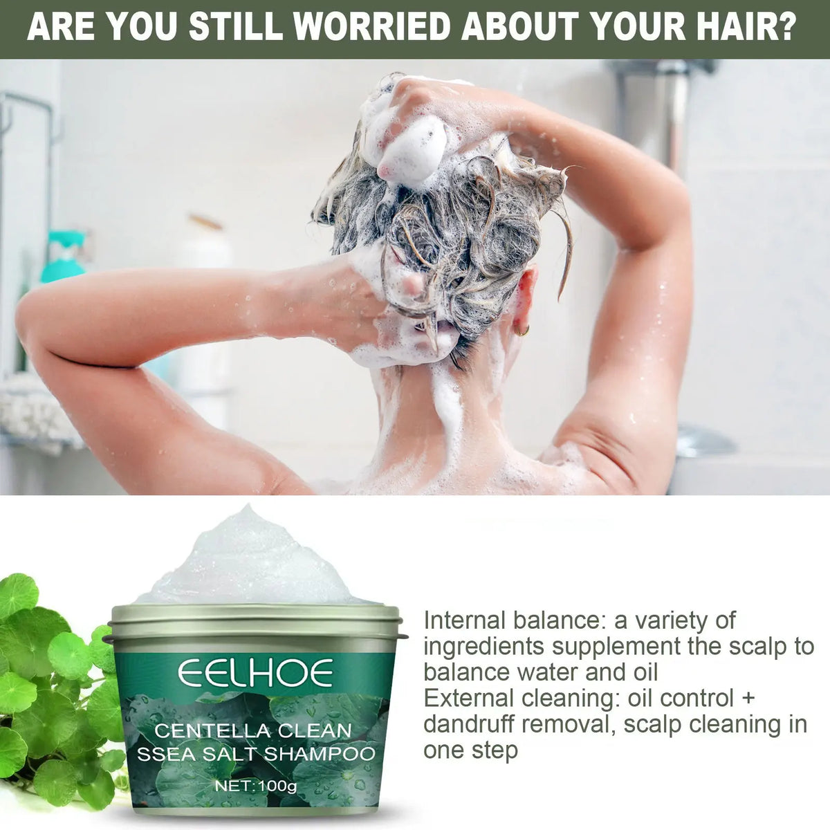 EELHOE Sea Salt Shampoo – Anti-Dandruff Deep Cleanse Hair Care Shampoo Qst