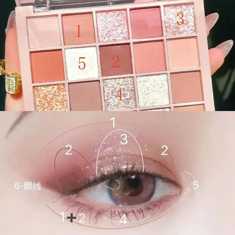 25-Color Eyeshadow Palette – Rose Brown Matte & Glitter Eyeshadow Palette Qme