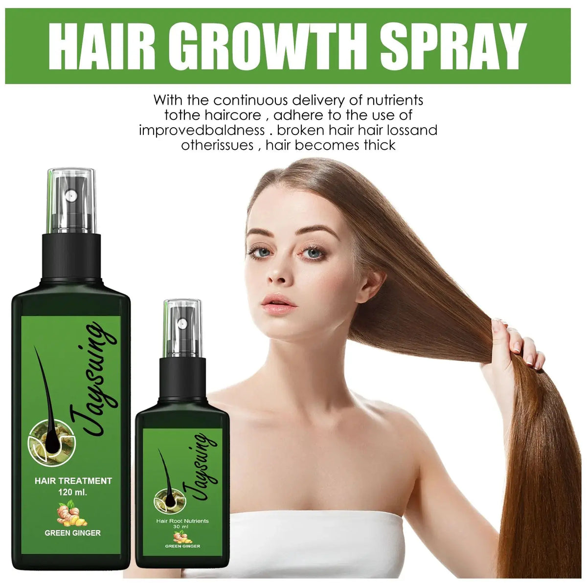 Ginger Hair Growth Spray – Scalp Nourishing Serum 30ml/120ml Hair Growth Serum Qst