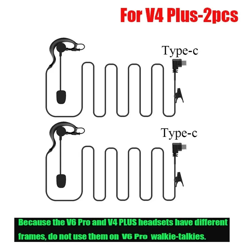 EJEAS V4C Plus Referee Earhook Headset Type-C Mic for Vnetphone Referee Intercom Headset Qst V4 Plus 2pcs