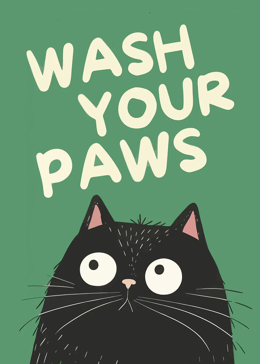 Kawaii Cat Canvas Wall Art – Cute Bathroom & Bedroom Poster Canvas Wall Art Qst 1 50X70cm No Framed