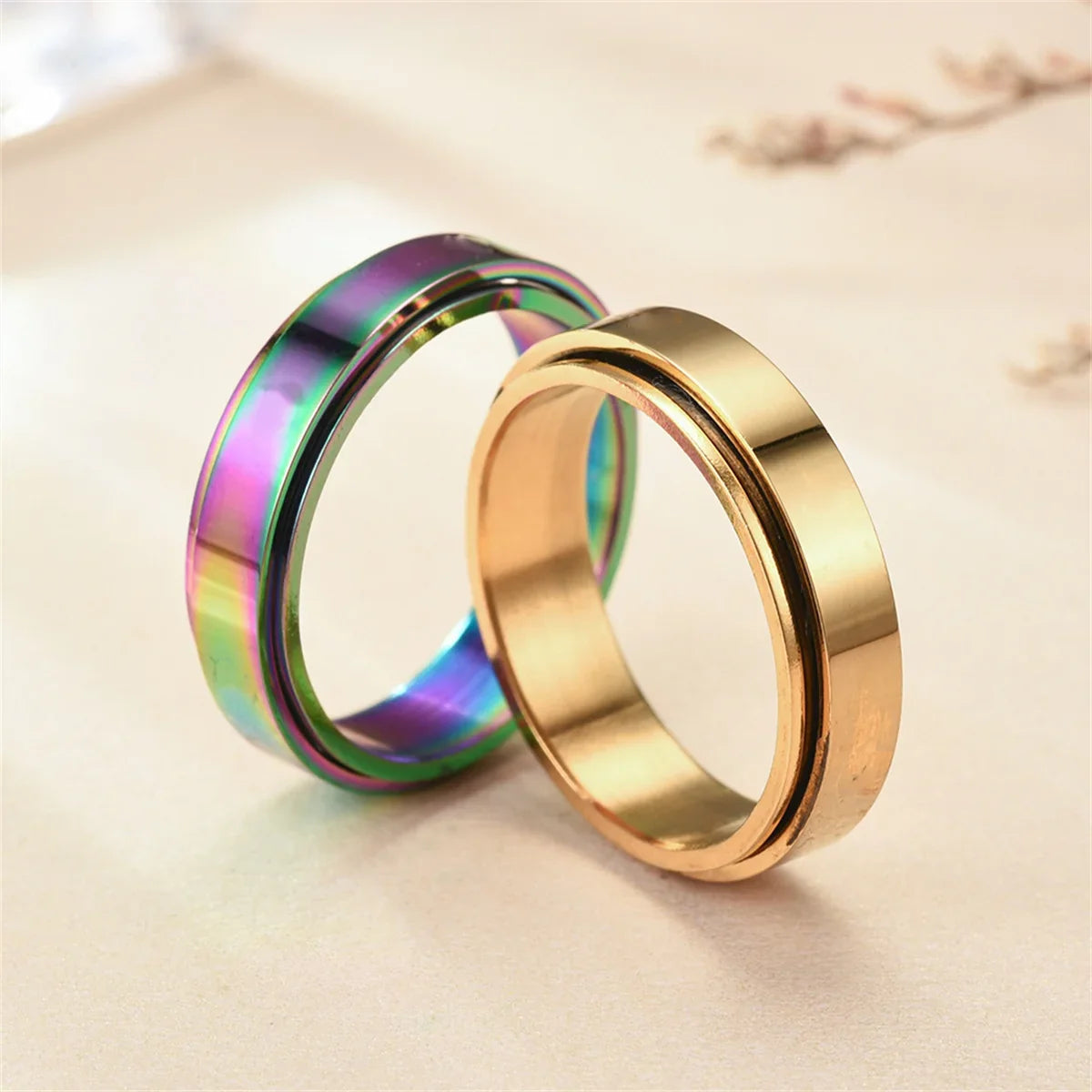 Fidget Spinner Ring Stainless Steel Hip Hop Ring for Men Spinner Ring Qme