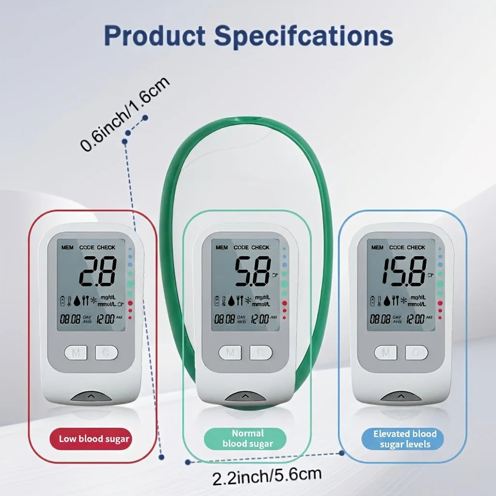 Code-Free Blood Glucose Meter – 5s Quick Test & Tri-Color Monitor Blood Glucose Meter Qst