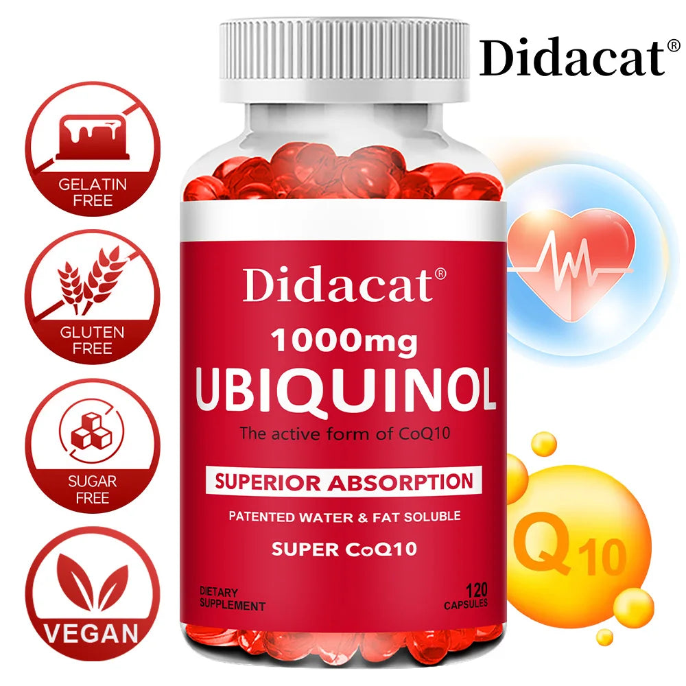 Ubiquinol CoQ10 1000mg Vegan Softgels – Daily Wellness Support CoQ10 Supplement Qst