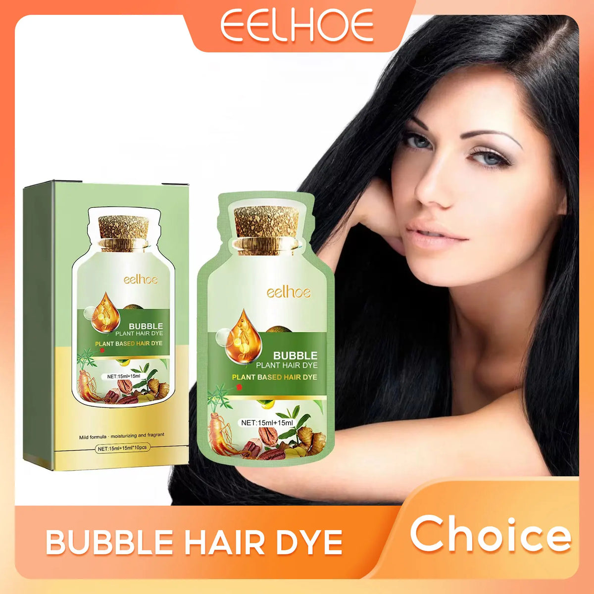 EELHOE Bubble Hair Dye Foam Natural Plant Color Shampoo 10PCS Hair Dye Shampoo Qst Coffee