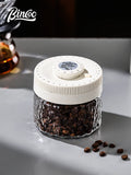 Bincoo Hammered Glass Vacuum Coffee Canister & Date Tracker Vacuum Coffee Canister Qst Ivory