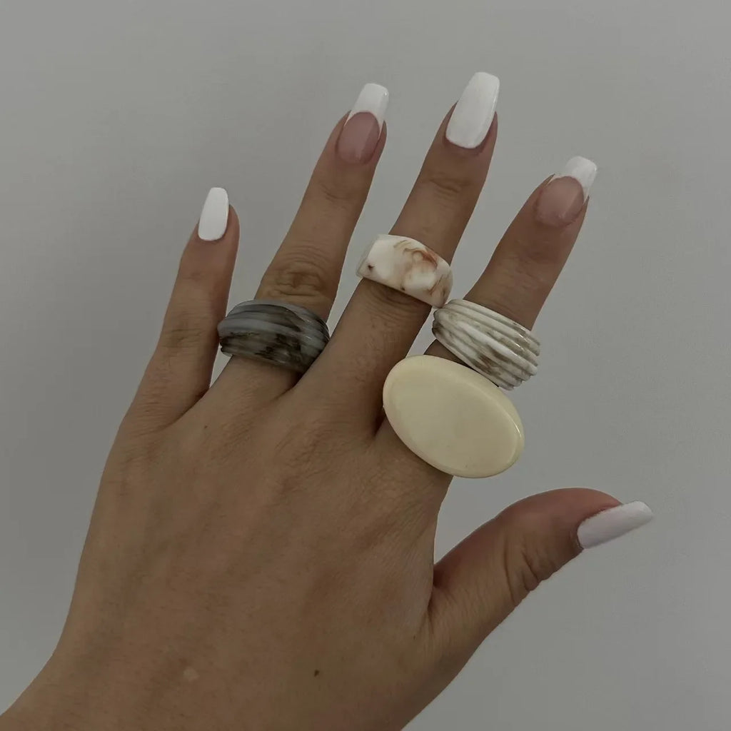Colorful Clear Resin Oval Ring | Acrylic Water Drop Shape Fashion Ring Qme