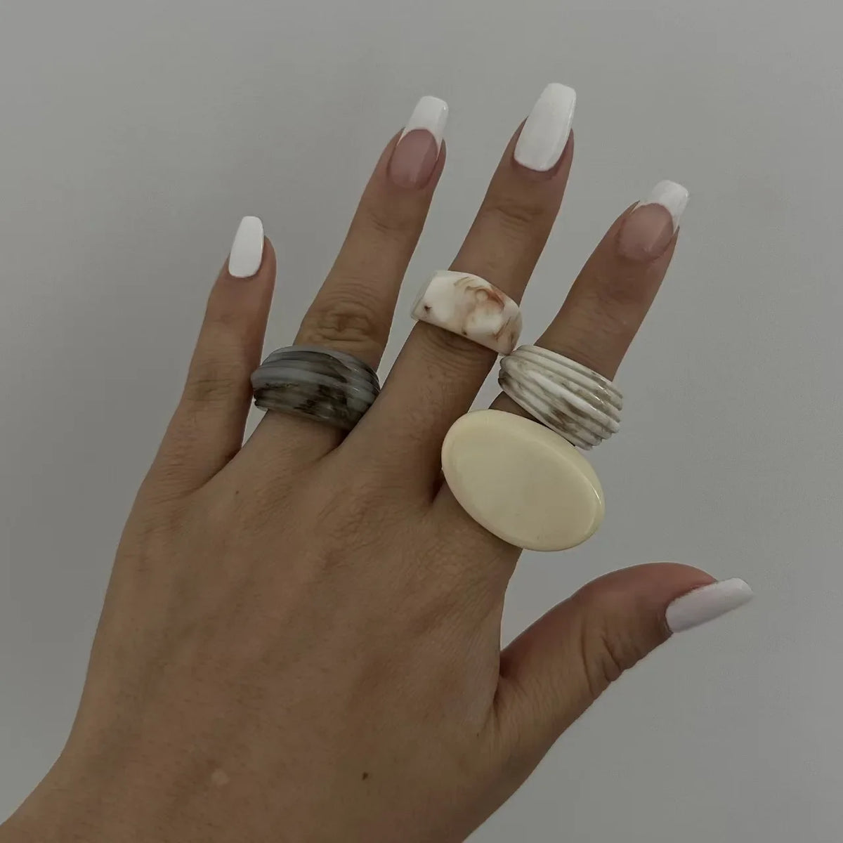 Colorful Clear Resin Oval Ring | Acrylic Water Drop Shape Fashion Ring Qme