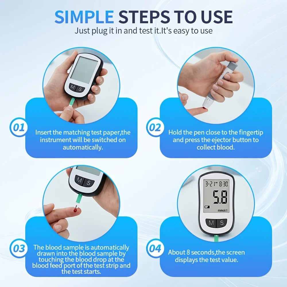 KE-B07 Blood Glucose Meter Kit – 50 Strips & 50 Lancets Blood Glucose Monitor Qst