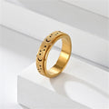 Frosted Stainless Steel Moon & Star Fidget Spinner Ring for Men Fidget Spinner Ring Qme 1 8