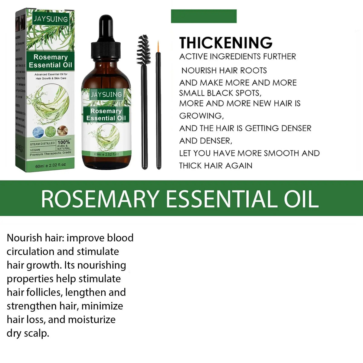 Rosemary Hair Growth & Lash Nourishing Essential Oil 60ml Hair Growth Oil Qst
