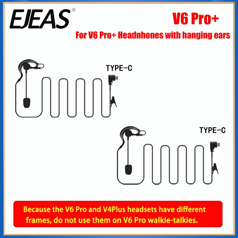 EJEAS V6C PRO+ Full Duplex Referee Earhook Headset Type-C Intercom Headset Qst