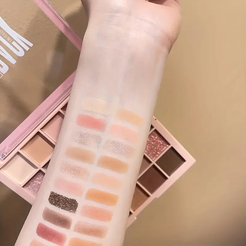 25-Color Eyeshadow Palette – Rose Brown Matte & Glitter Eyeshadow Palette Qme