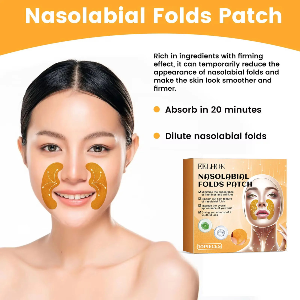 EELHOE Nasolabial Fold Patches – Firming Anti-Wrinkle Face Mask Anti-Wrinkle Face Patch Qst