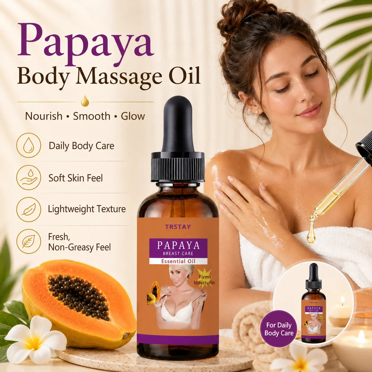 TRSTAY Body Treatment Oil – Pure Essential Oil Skin Hydration Body Treatment Oil Qst