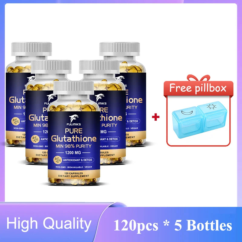 Fulimiks Glutathione 1200mg Capsules – Skin & Antioxidant Glutathione Supplement Qst 5 Bottles 120pcs