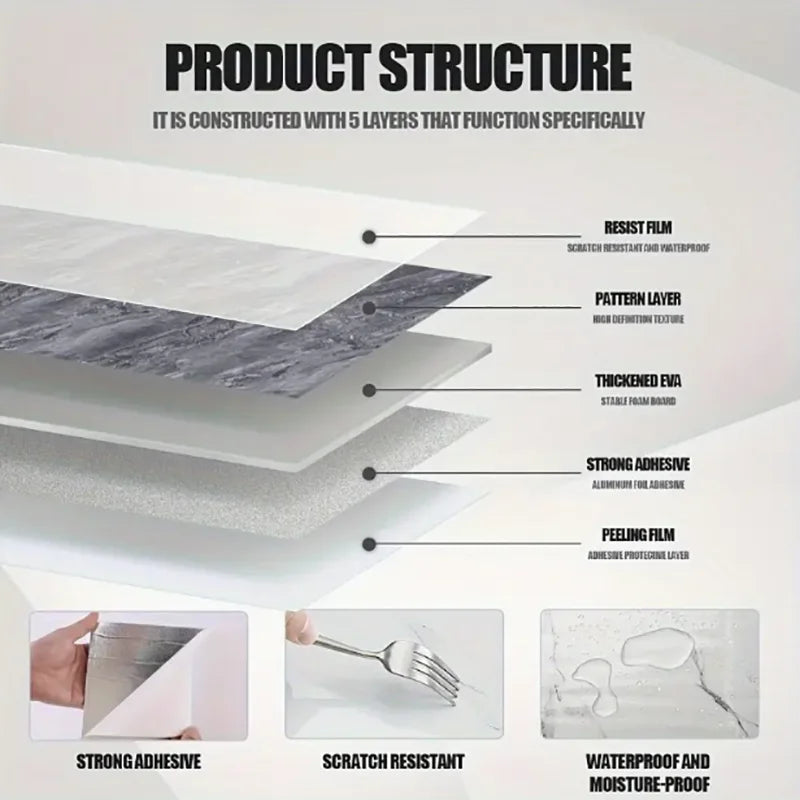 Self Adhesive Marble Wallpaper Tiles 30x30CM – Peel & Stick Peel & Stick Wallpaper Qme