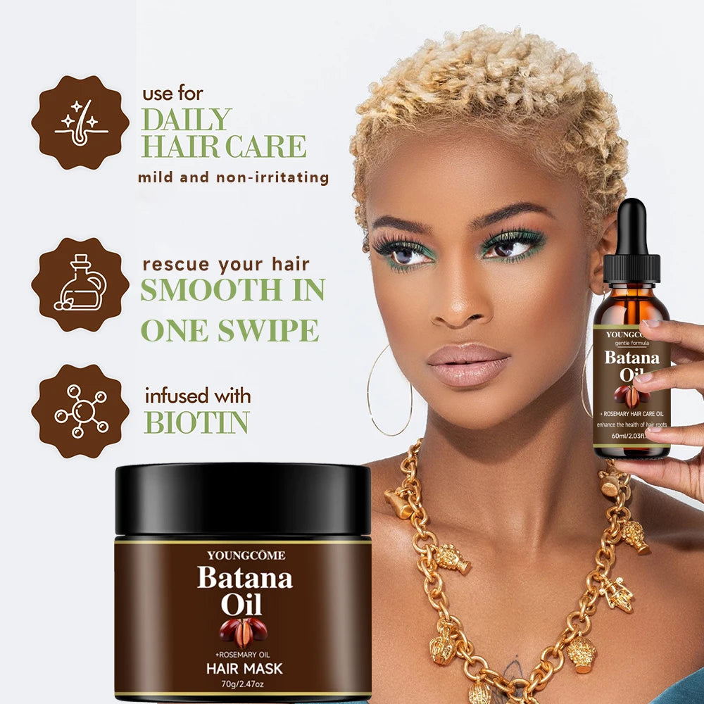 YOUNGCOME Batana Oil Hair Mask & Rosemary Serum Set Hair Oil Mask Set Qst