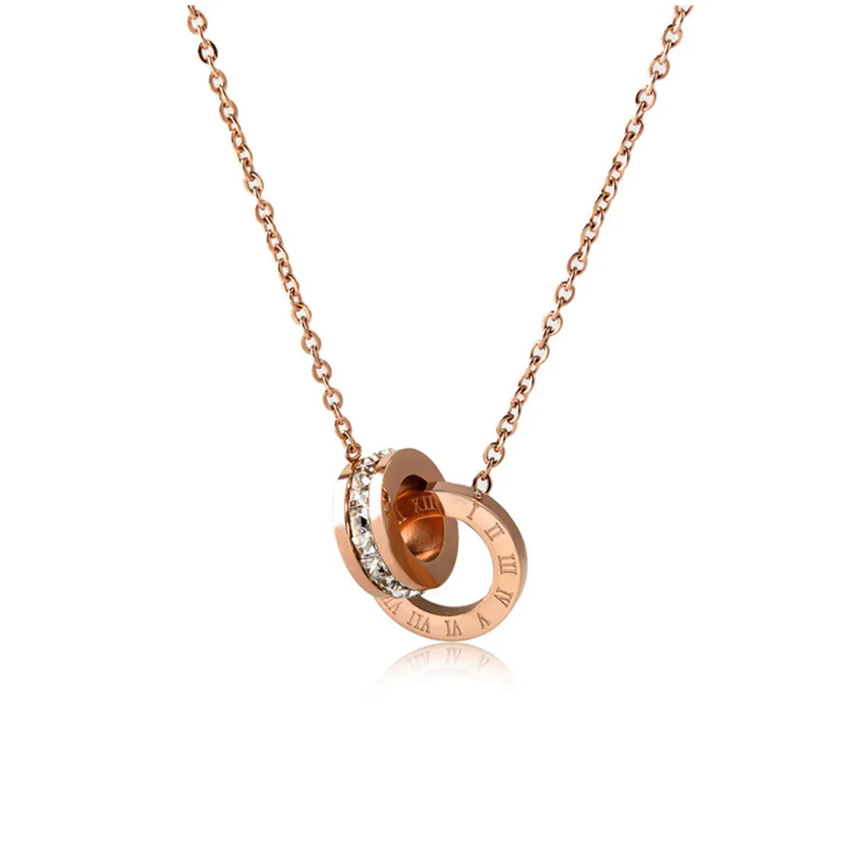 Interlocking Circles Infinity Necklace | Plated Stainless Steel Statement Necklace Qme