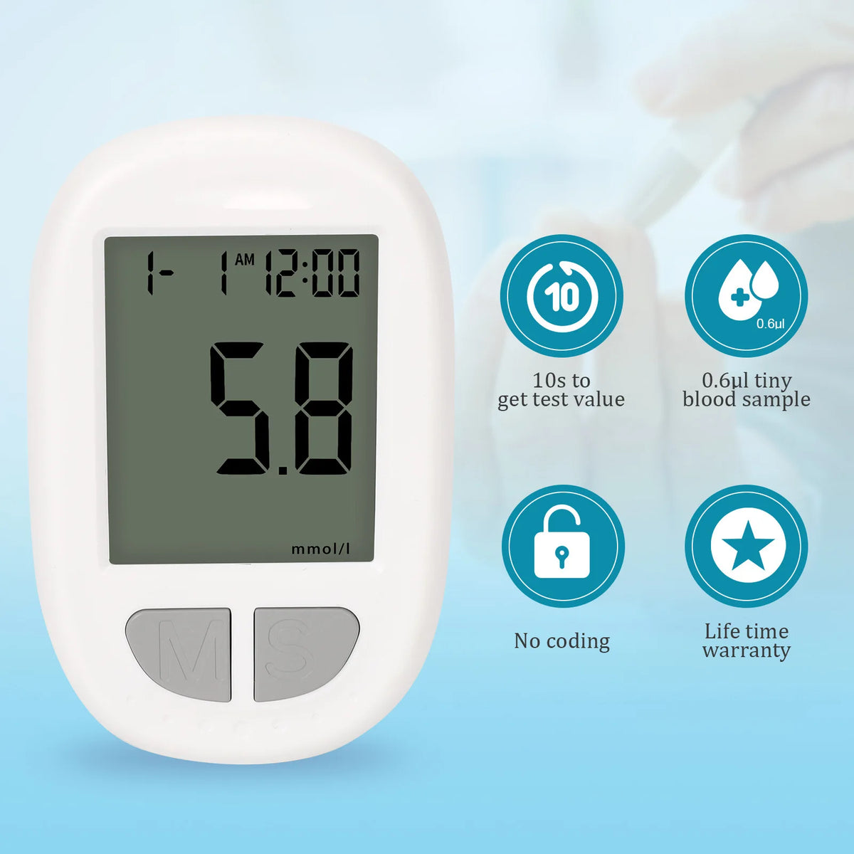 VivaGuard Blood Glucose Monitor Kit – 50 Strips & Lancets Blood Glucose Monitor Qst
