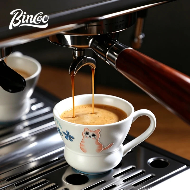 Bincoo Hand-Painted Footed Ceramic Latte Art Cup Wide Mouth Ceramic Coffee Mug Qst Clear