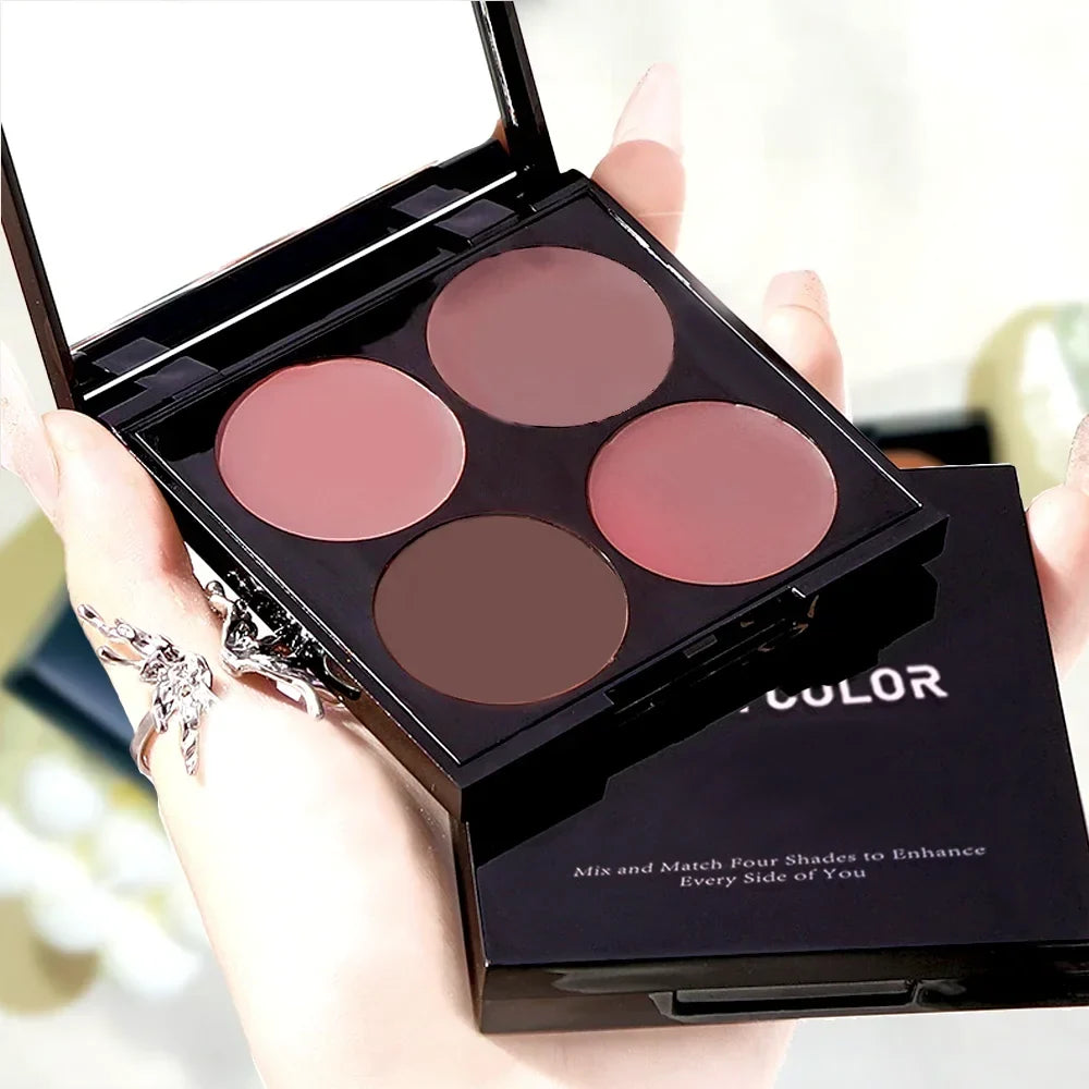 Qme Matte Powder Blush Palette – 4 Vibrant Long-Lasting Shades Powder Blush Palette Qme 1 PC