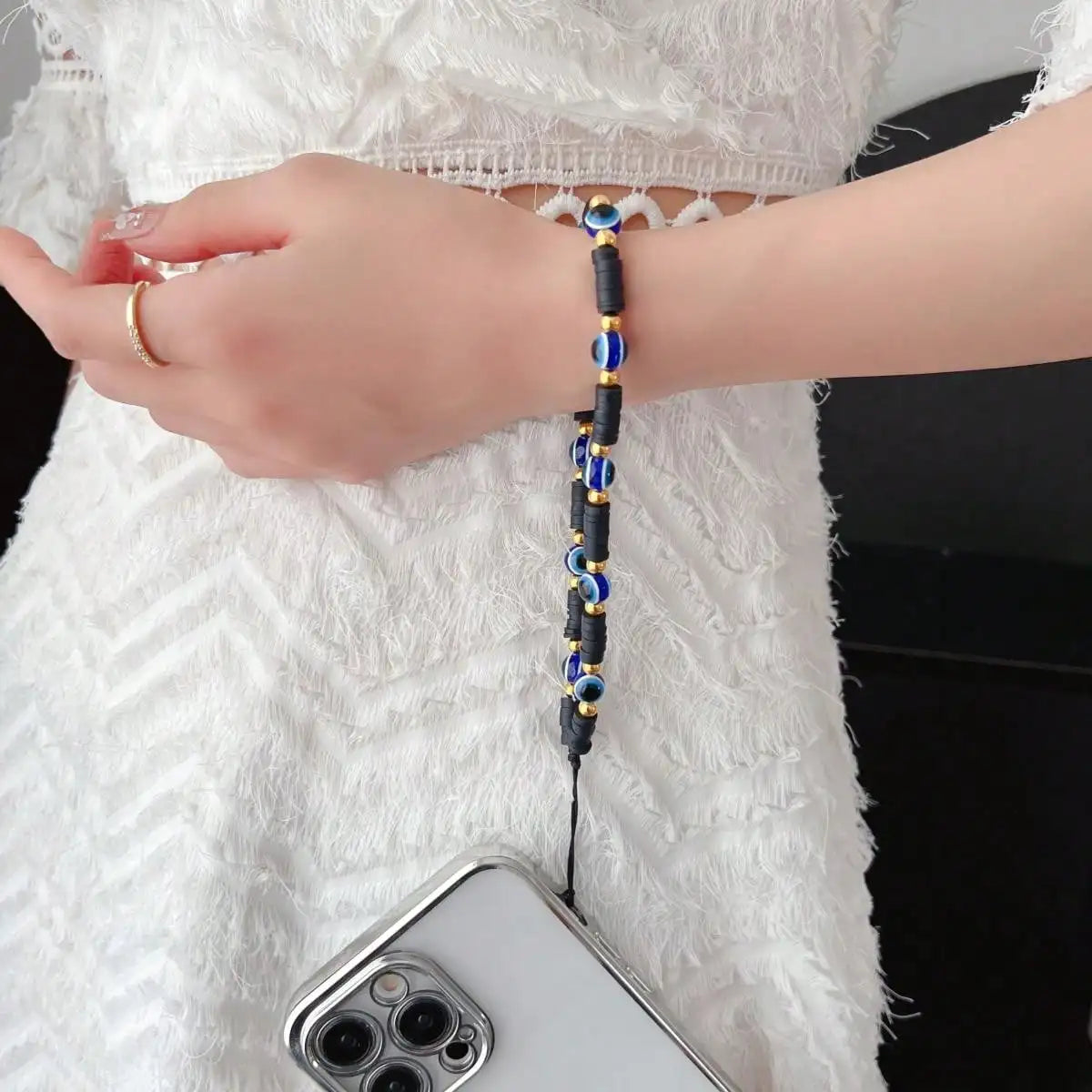 Pearl Smiling Face Evil Eye Phone Charm | 4 Colors Phone Charm Qme