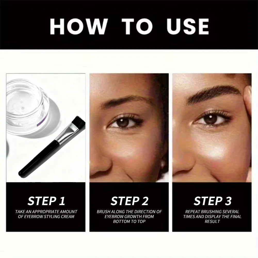Waterproof Brow Pomade Gel with Brush – Natural Tint & Shaping Eyebrow Pomade Gel Qme